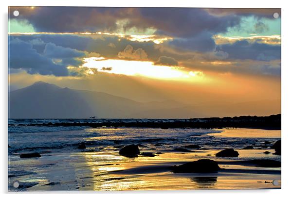 Arran from Seamill Beach at Sunset Acrylic by Tylie Duff Photo Art