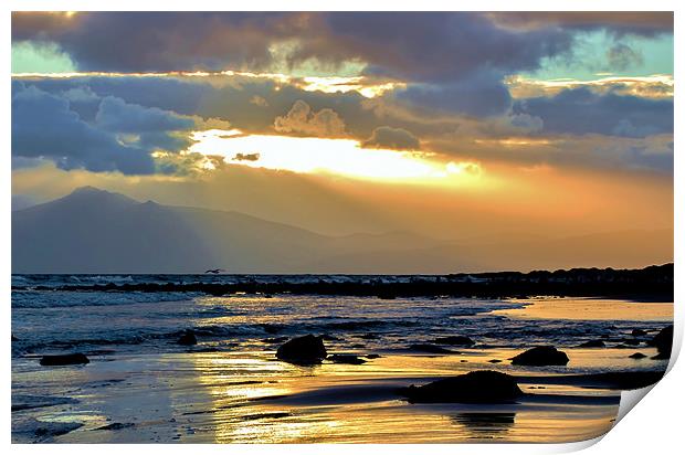 Arran from Seamill Beach at Sunset Print by Tylie Duff Photo Art