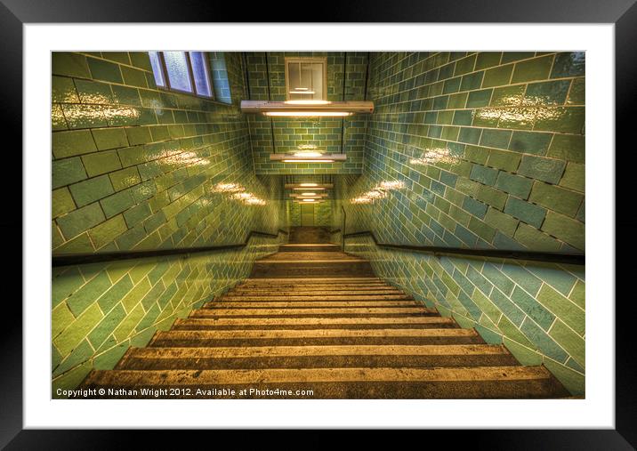 Green stairs Framed Mounted Print by Nathan Wright
