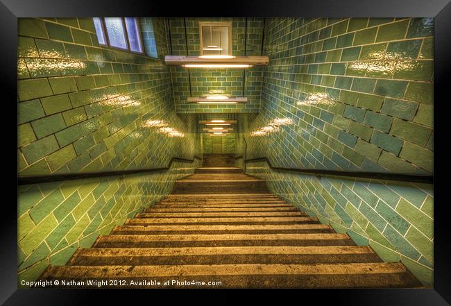 Green stairs Framed Print by Nathan Wright