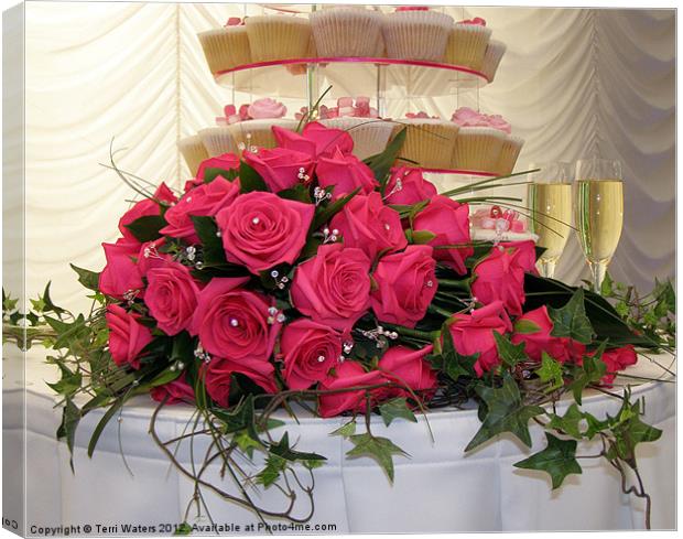 Cupcakes and Roses Canvas Print by Terri Waters