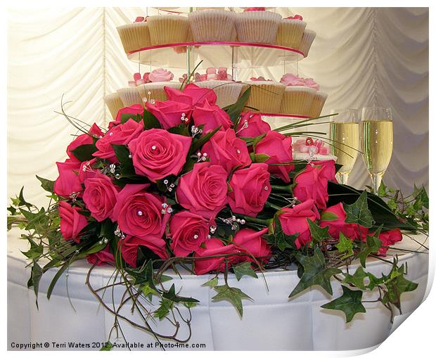 Cupcakes and Roses Print by Terri Waters