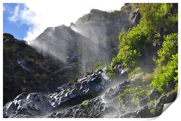 Waterfall in the Azores Print by Malcolm Snook