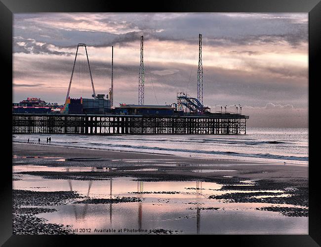 Sunset at South Pier Framed Print by Lilian Marshall