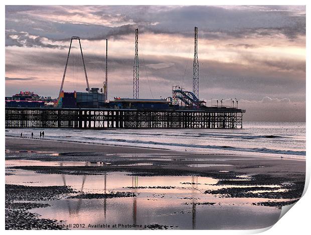 Sunset at South Pier Print by Lilian Marshall