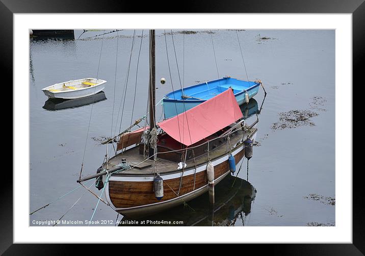 Old Wooden Yacht Framed Mounted Print by Malcolm Snook