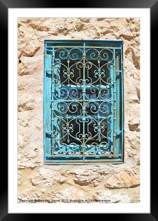 Light blue window grille Framed Mounted Print by Malcolm Snook