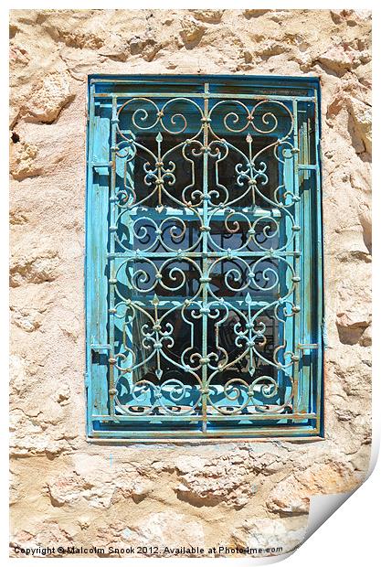 Light blue window grille Print by Malcolm Snook