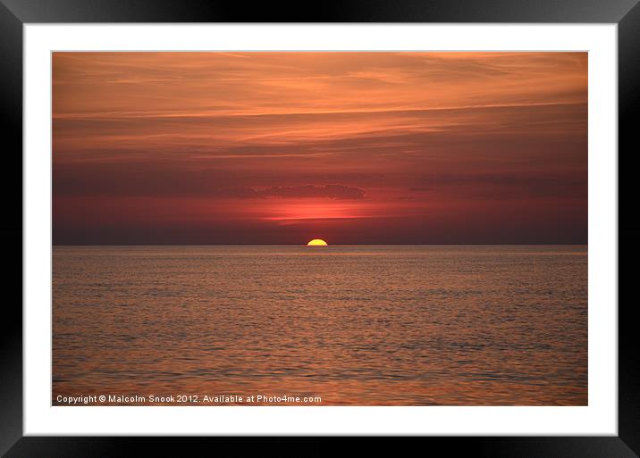 Sunset at sea Framed Mounted Print by Malcolm Snook