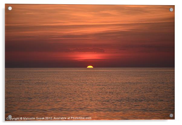 Sunset at sea Acrylic by Malcolm Snook