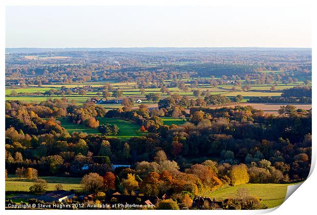 Autumnal views from Box Hill Print by Steve Hughes