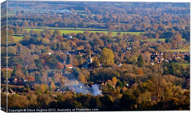 Looking across Surrey from Box Hill Canvas Print by Steve Hughes