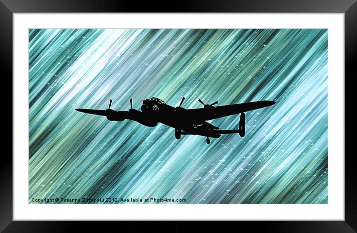Lancaster Bomber Sillouette. Framed Mounted Print by Rosanna Zavanaiu