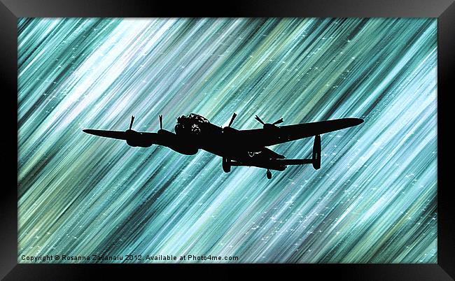 Lancaster Bomber Sillouette. Framed Print by Rosanna Zavanaiu