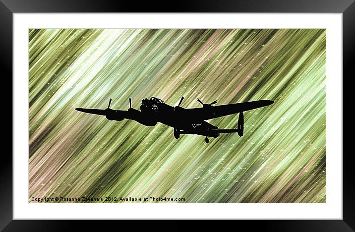 Lancaster Bomber Sillouette2 Framed Mounted Print by Rosanna Zavanaiu