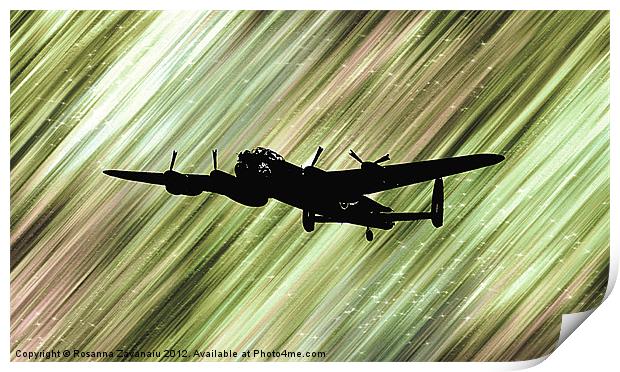 Lancaster Bomber Sillouette2 Print by Rosanna Zavanaiu