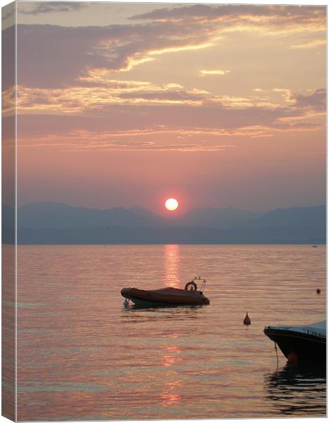Sunset at Lake Garda  Canvas Print by Shoshan Photography 