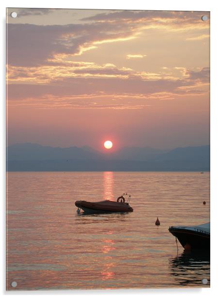 Sunset at Lake Garda  Acrylic by Shoshan Photography 