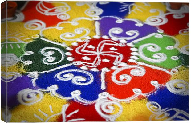 Indoor hindu rangoli pattern Canvas Print by Arfabita  