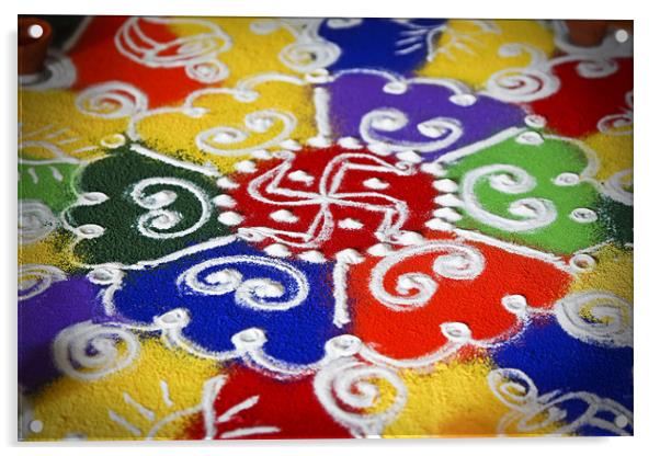 Indoor hindu rangoli pattern Acrylic by Arfabita  