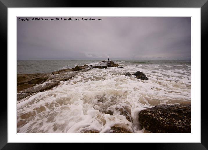 Wave on the breakwater Framed Mounted Print by Phil Wareham
