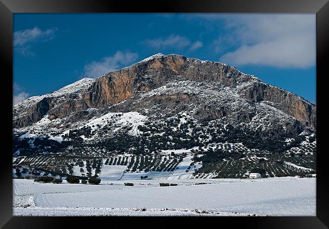 Malaga mountain snow Framed Print by Barry Foote