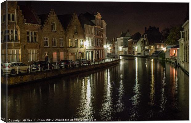 Canal at Night Canvas Print by Neal P