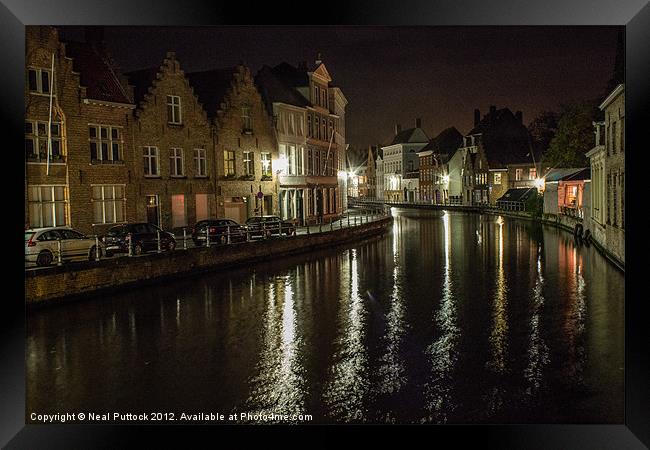 Canal at Night Framed Print by Neal P
