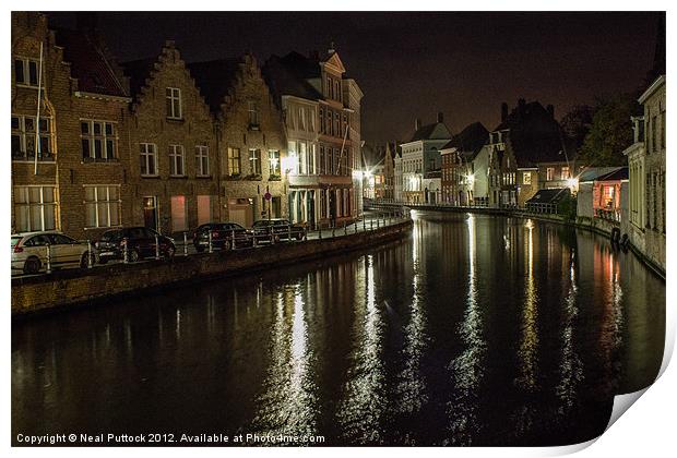 Canal at Night Print by Neal P