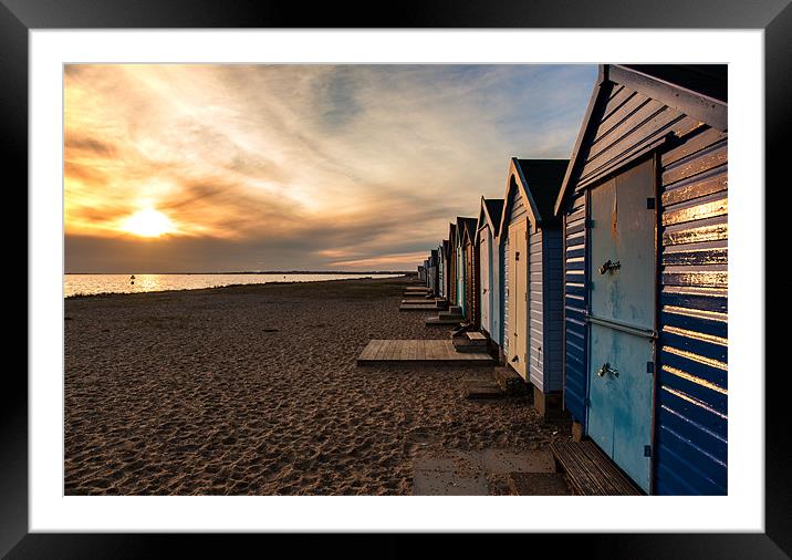 Sunset Beach Huts Framed Mounted Print by Mark Harrop