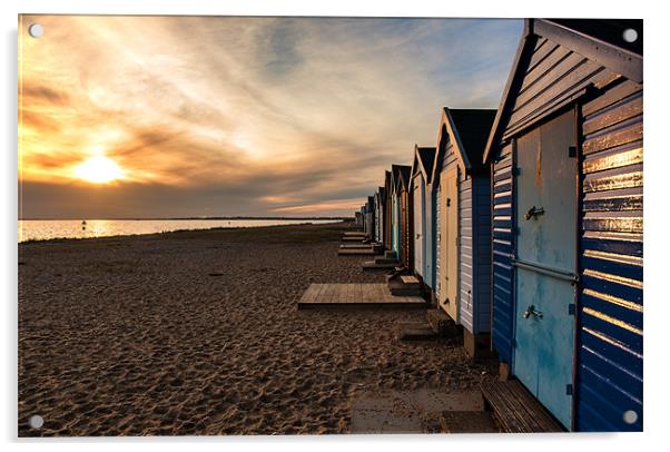 Sunset Beach Huts Acrylic by Mark Harrop