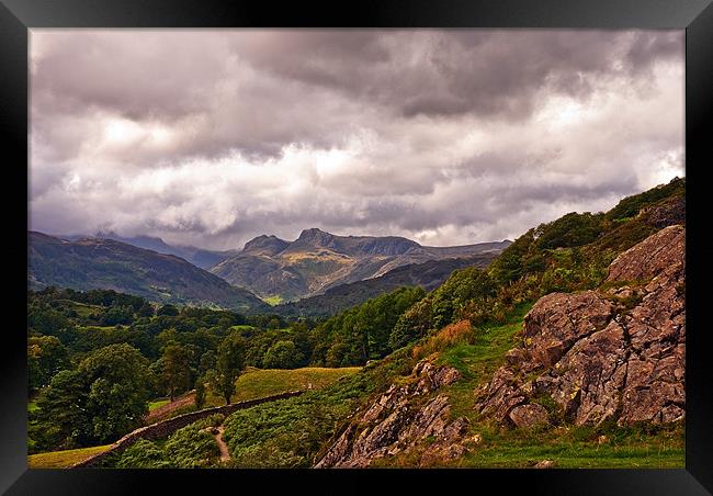 Langdale Pikes View Framed Print by eric carpenter