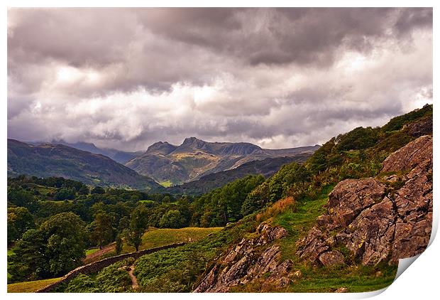 Langdale Pikes View Print by eric carpenter