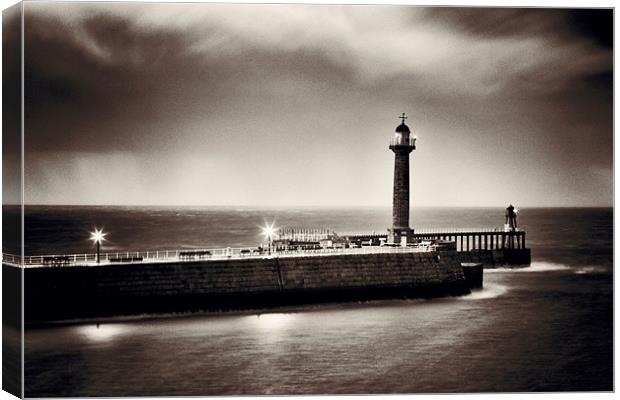 Whitby Pier Canvas Print by David Yeaman
