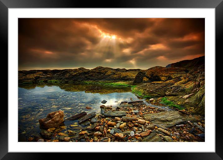Horseley Cove rockpool Framed Mounted Print by mark leader