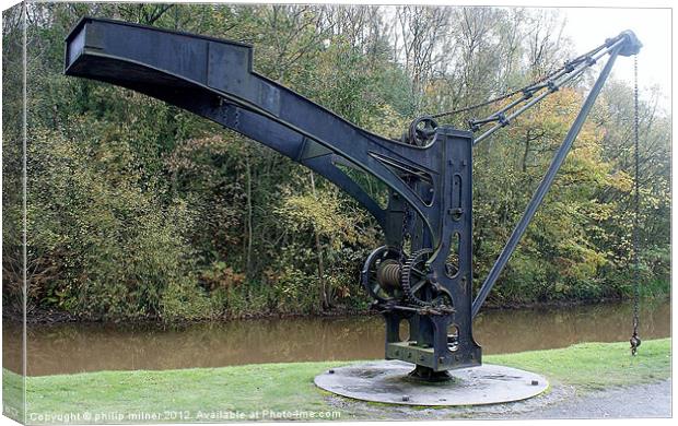 Canalside Crane Canvas Print by philip milner