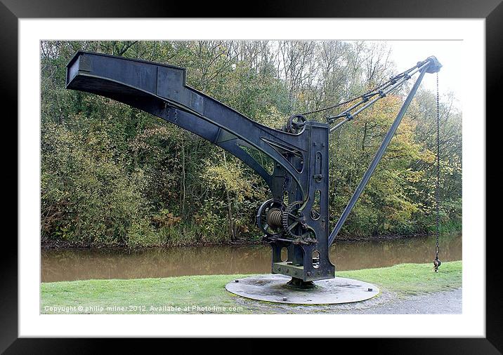 Canalside Crane Framed Mounted Print by philip milner