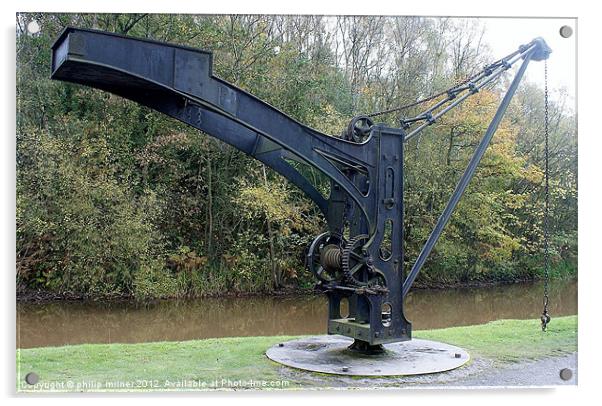 Canalside Crane Acrylic by philip milner
