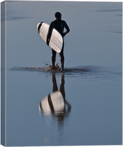 Surfer reflections Severn Bore Canvas Print by mark humpage