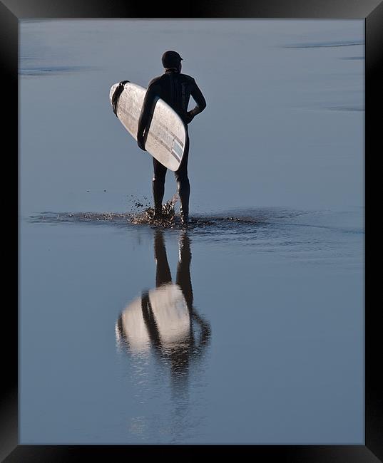 Surfer reflections Severn Bore Framed Print by mark humpage