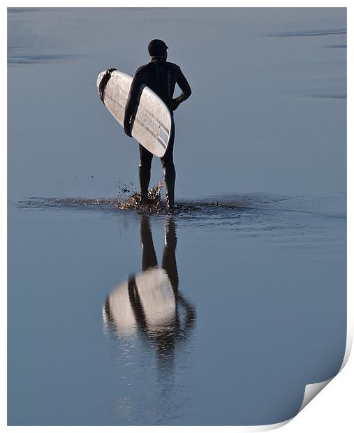 Surfer reflections Severn Bore Print by mark humpage