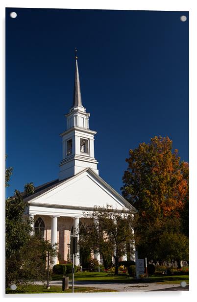 New England church Acrylic by Thomas Schaeffer