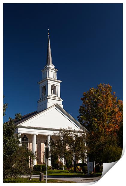 New England church Print by Thomas Schaeffer