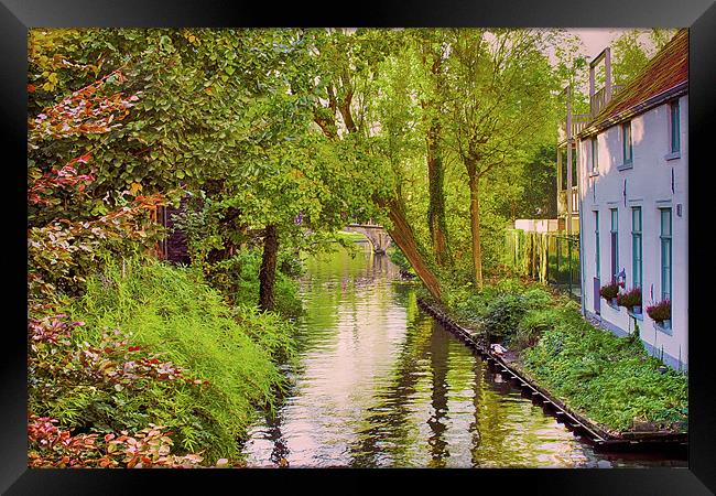 Brugge waterway Framed Print by paul jenkinson