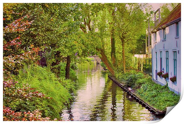 Brugge waterway Print by paul jenkinson