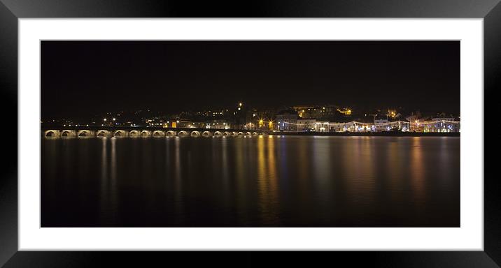 Christmas lights at Bideford Panoramic Framed Mounted Print by Mike Gorton