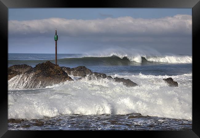 Big Waves on Bude Framed Print by Mike Gorton