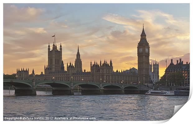 The house of parliament and westminster bridge at Print by stefano baldini