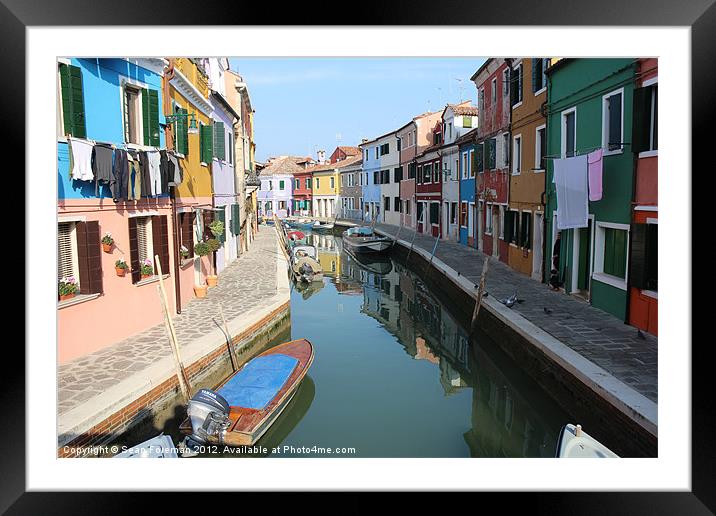 Vivid Houses Along Burano Canal Framed Mounted Print by Sean Foreman