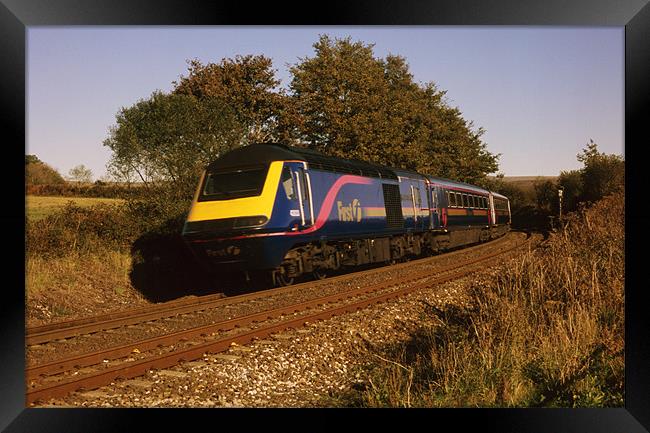 HST 43033 Great Western train, Devon Framed Print by Simon Armstrong